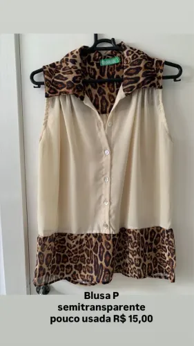 Blusa Feminina Sem Manga Animal Print Bege - Tamanho P