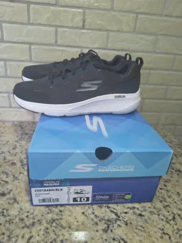 TÊNIS SKECHERS GO RUN ELEVATE, 42 AZUL MARINHO MASCULINO, 42, AZUL, PRETO, NOVO