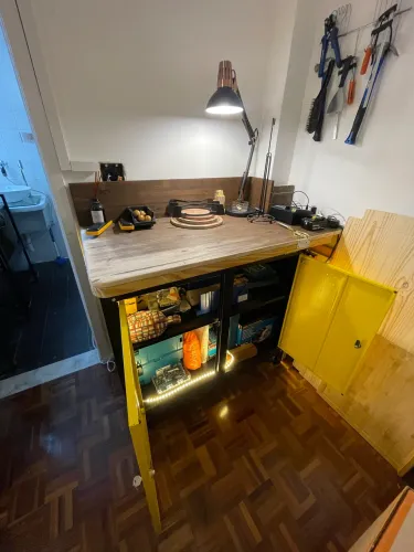 Bancada De Trabalho Vonder Com 2 Portas E Tampo De Madeira