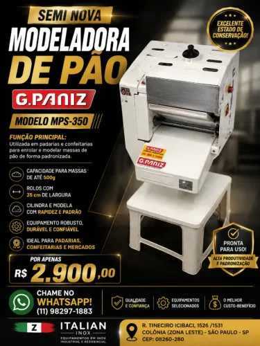 Modeladora de Pão (Masseira) G. Paniz 10kg - SEMI NOVA