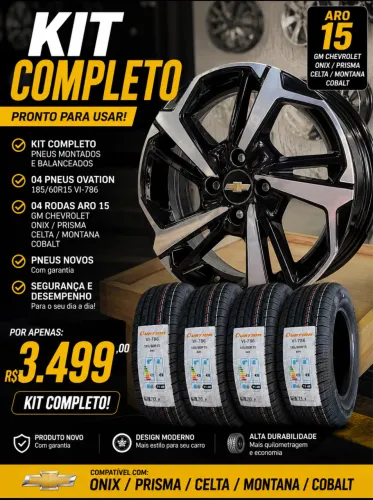 Rodas aro 15 gm chevrolet novas + pneus novos