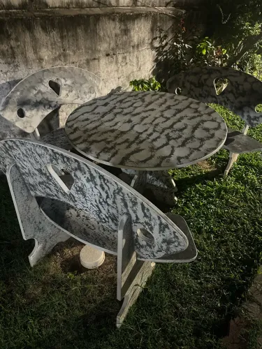 Mesa de jardim ardosia redonda