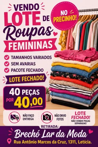 Lote de roupas femininas.