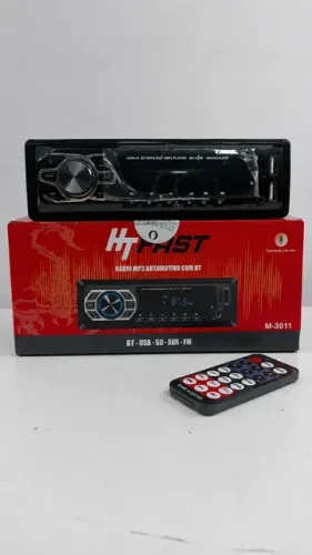 Rádio MP3 p/ Carro Bluetooth - USB Duplo, Cartão SD e Auxiliar (1 Din)