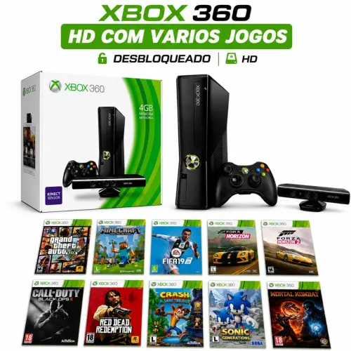 Xbox 360 RGH Pronto Para Jogar HD Interno Lotado Jogos Aurora