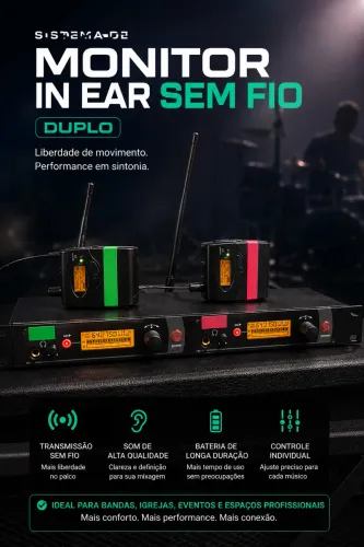 Monitor in ear sem fio duplo