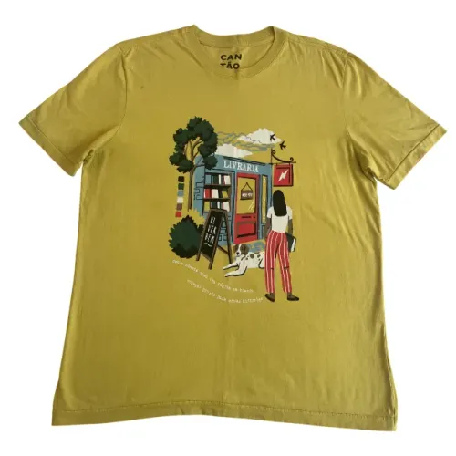 Camiseta Cantão Livraria Feminina Original Tamanho M Amarela