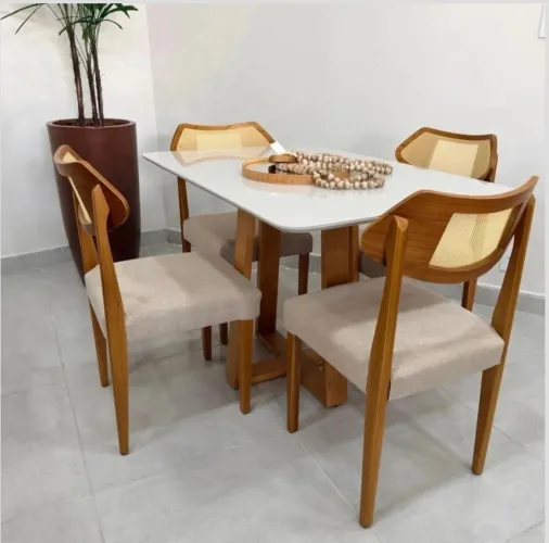 MESA DE JANTAR 120x080 cm Com 4 Cadeiras 100% Madeira 