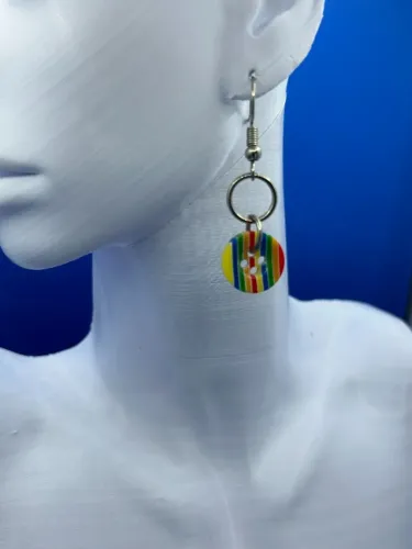 Brinco Botão Colorido com Argola