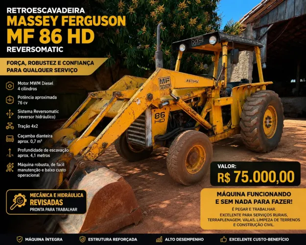 retroescavadeira Massey Ferguson MF 86 HD Reversomatic