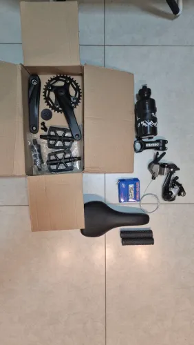 Kit MTB 9v Completo Novo - Pedivela, Câmbio, Trocador, Corrente e Acessórios