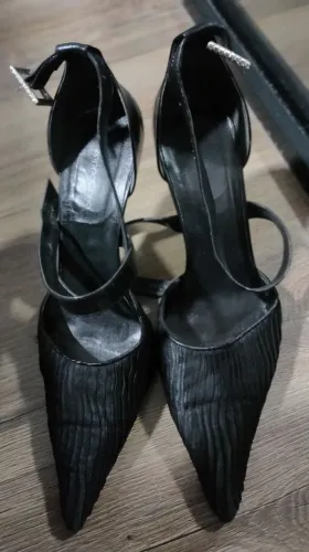 sapato social festa casamento preto em couro com fecho strass zappataria Tam 39
