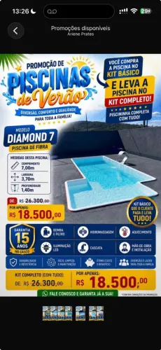 A piscina dos seus sonhos em promoção