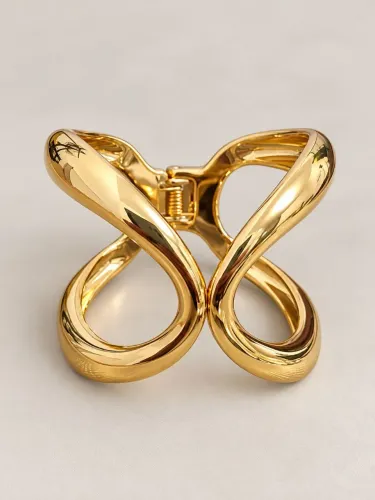 Bracelete Escultural Dourado | Banho Verniz Italiano