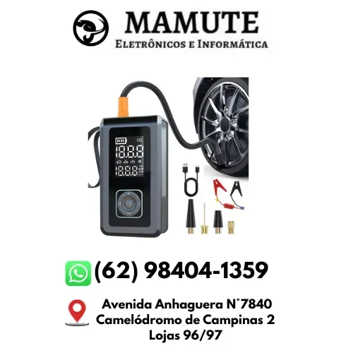 Calibrador Compressor e Bomba de Ar com Auxiliar de Partida e Power Bank