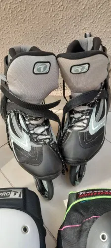 Patins TRAXART Inline Seminovo Perfeito Estado + Proteção Completa Pro