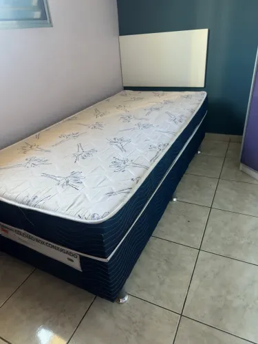 CAMA SOLTEIRO BOX CONJUGADA COM COLCHÃO ORTOBOM