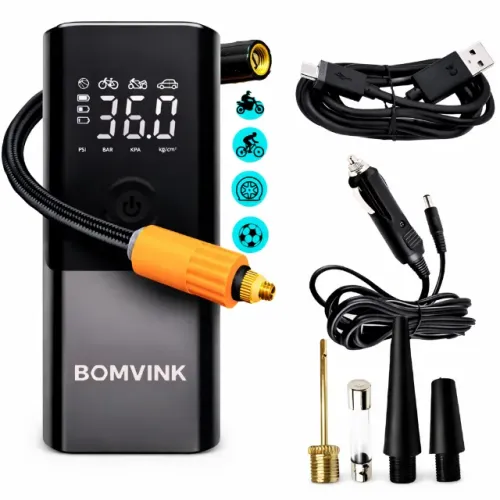 Bomba de Ar Compressor Digital BomVink BOM-8906 12V 120W Portátil com Power Bank pode reti