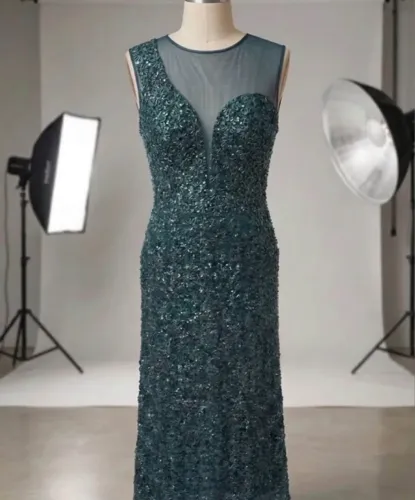 Vestido Verde com brilhantes