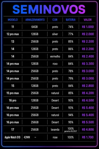 Vendo aparelhos Novos e Seminovos com garantia de 3 meses!!!