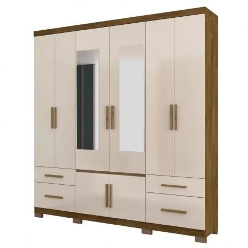 Roupeiro Casal Porto 04 Gavetas 08 Portas Com Puxadores *Novo na caixa