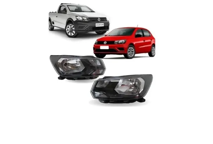 Par Farol Foco Simples Preto Saveiro G7 Gol Voyage G8