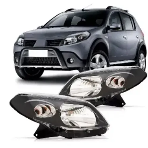 Farol Renault Sandero 2006 2007 2008 2009 2010 Mascara Negra