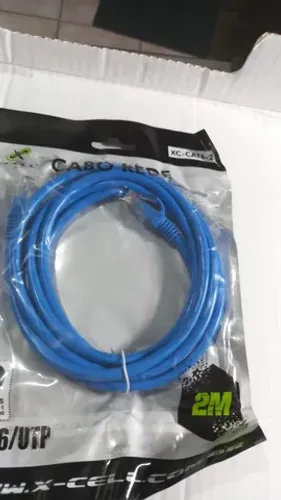 Cabo De Rede Cat6 2 Metros Lan Internet Crimpado Rj45 Azul