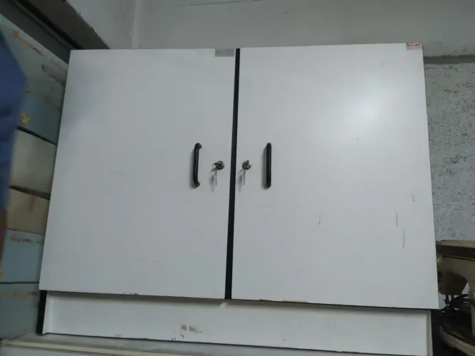 Armário de madeira branco 2 portas. Divisórias internas