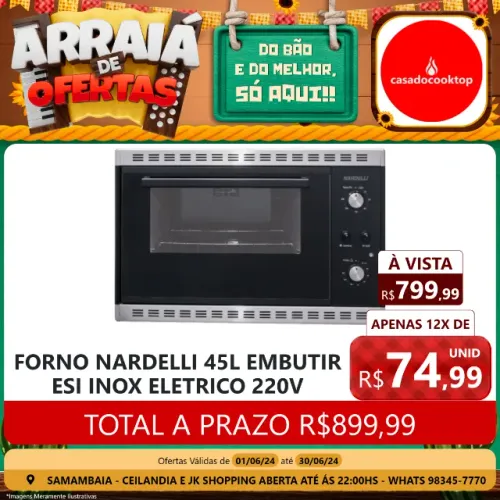 Forno nardelli 45l embutir esi inox eletrico 220v
