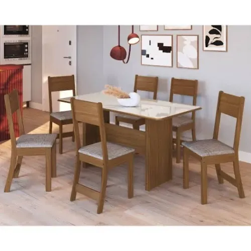 Mesa de jantar 6 cadeiras karla 150x 76 - ENTREGA HOJE MESMO - LIGUE AGORA