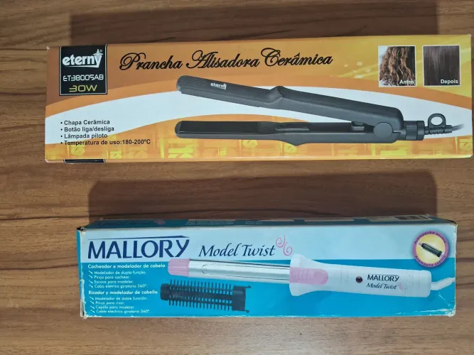 Vendo Prancha Alisadora Eterny e Cacheador e Modelador de cabelo Mallory