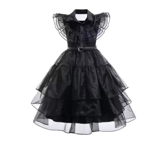 Vestido Adulto Wandinha Halloween ?