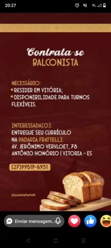 Balconista de Padaria 