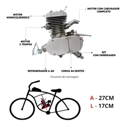 Kit Motor Bicicleta Motorizada 80cc Completo