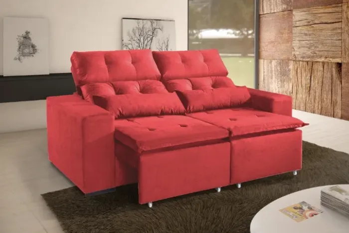 Sofa Retratil Recl Uba 2m Vel Vermelho 18 Diviminas