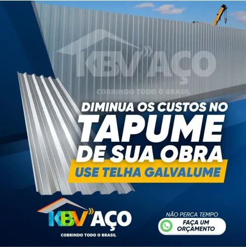 Telha Galvalume para Tapume - O Melhor Preço da Região e aqui na kbv aço