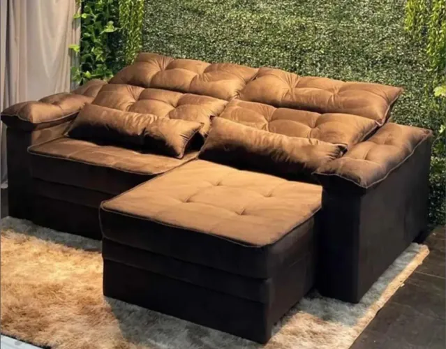 Sofá retrátil reclinável 2 metros elegante e confortável