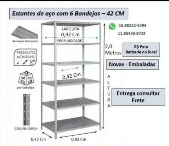 Prateleira de aço 42 Cm Profundidade