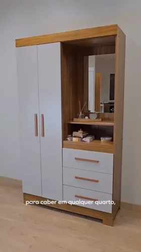 Guarda Roupa Com espelho 3 Gavetas 2 Portas. Produto de Fábrica