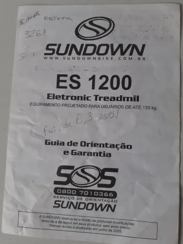 Esteira Ergometrica Sundown ES 1200.