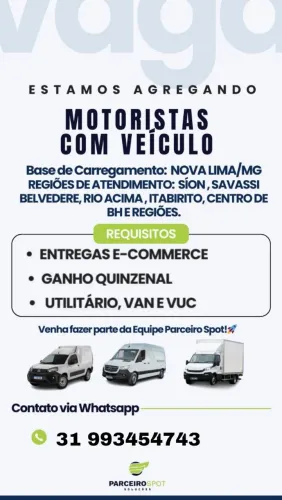 Agregamos motoristas com veículos para entregas no