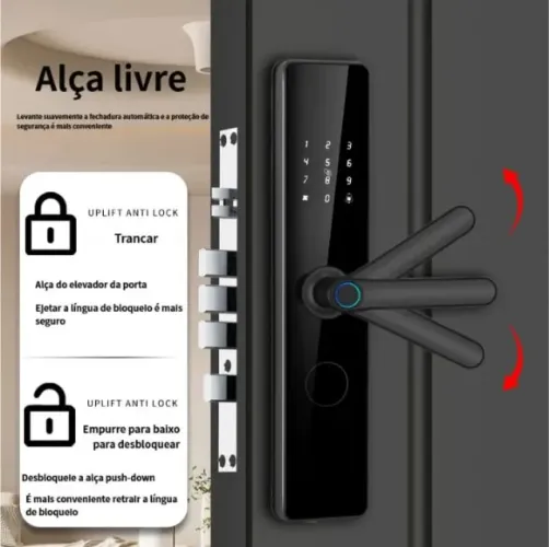 Fechadura Eletronica Digital Com Biometria Senha Tuya Wi-fi Cor Preta