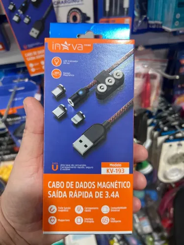 Cabo Magnético 3 em 1 Saída Rápida 3.4A - Inova KV-193