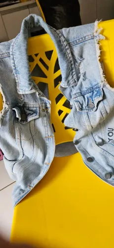 Colete Jeans Desfiado Feminino