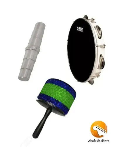 KIT- Pandeiro Abs 10 + Ganza Spanking + Afoxé Afuché Phx 85a