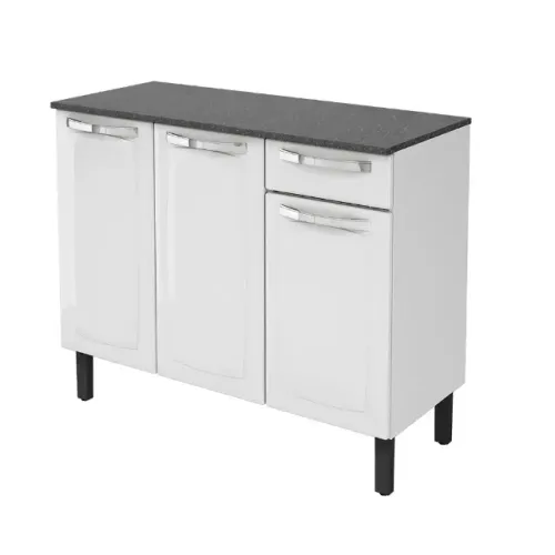 Balcão Cozinha de Aço 3Pts 1Gvta Rose Itatiaia Branco - Entrega Rápida!