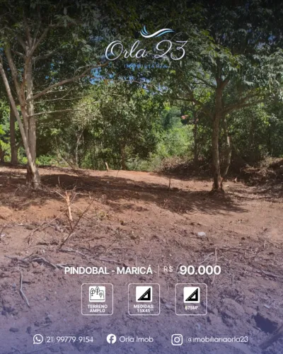 PINDOBAL, ORLA 23 IMOBILIÁRIA VENDE! Excelente terreno em Maricá