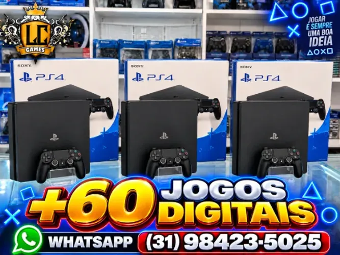 PS4 SLIM 1TB COM 61 JOGOS e GARANTIA O3 MES e BRINDES I LOJA FISICA