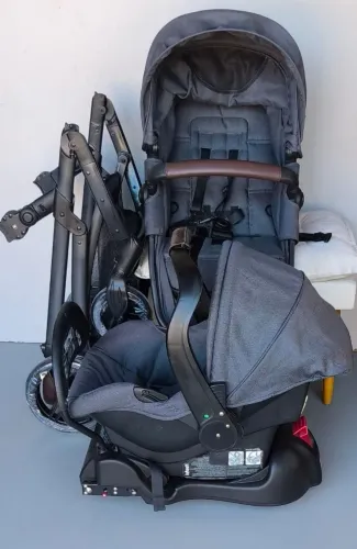 Conjunto Carrinho Moisés e Bebê conforto com Base e Isofix